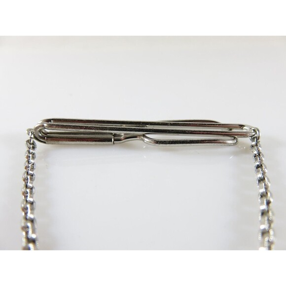 Vintage Swank Sterling Silver Tie Bar Clamp With Dangling Plaque for a Monogram - Picture 5 of 12
